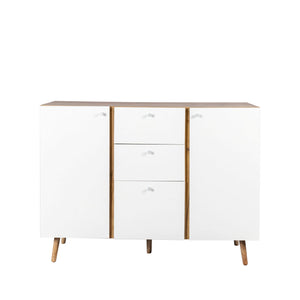 Sideboard Buffet Cabinet With 3 Drawers & 2 Doors, Buffet Cabinet With Adjustable Shelves For For Living Room Dining Room Hallway, Kitchen - White