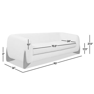 Alpine Luxurious Upholstery Sherpa Sofa with Removable Cushions - Available in White, Black, or Dark Green