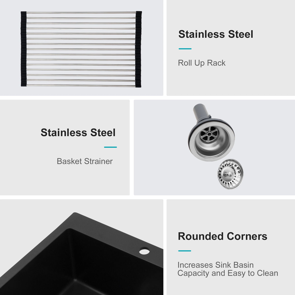 Quartz Kitchen Sink, Granite Composite, Drop In Sink With Durable Design