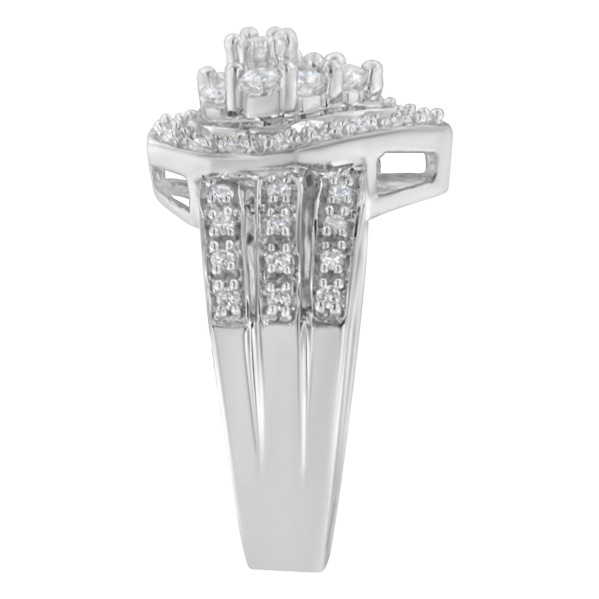 10K White Gold Round Cut Diamond Teardrop Ring (1/2 Cttw, H-I Color, SI2-I1 Clarity) - Size 6-1/2