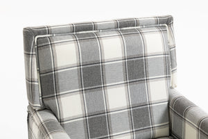 Upholstered Accent Chair, Vintage Armchair with Solid Wood Legs