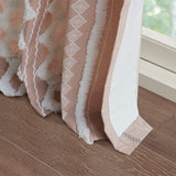 Cotton printed curtain panel with chenille stripe and lining