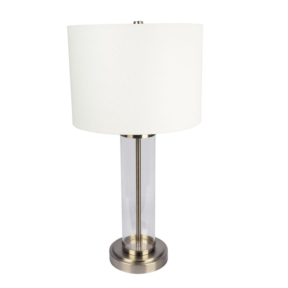 Luna - Table Lamp With On / Off Switch Clear Body Base - Clear / Silver / White