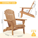 Wooden Outdoor Folding Adirondack Chair Set of 2, Honey Brown