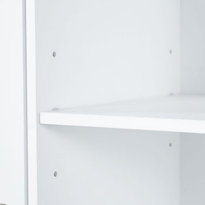 Freestanding Tall Storage Cabinet With 2 Tilt Out Hampers, Adjustable Shelves, Soft Close Door, Door Mounted Organizer - White