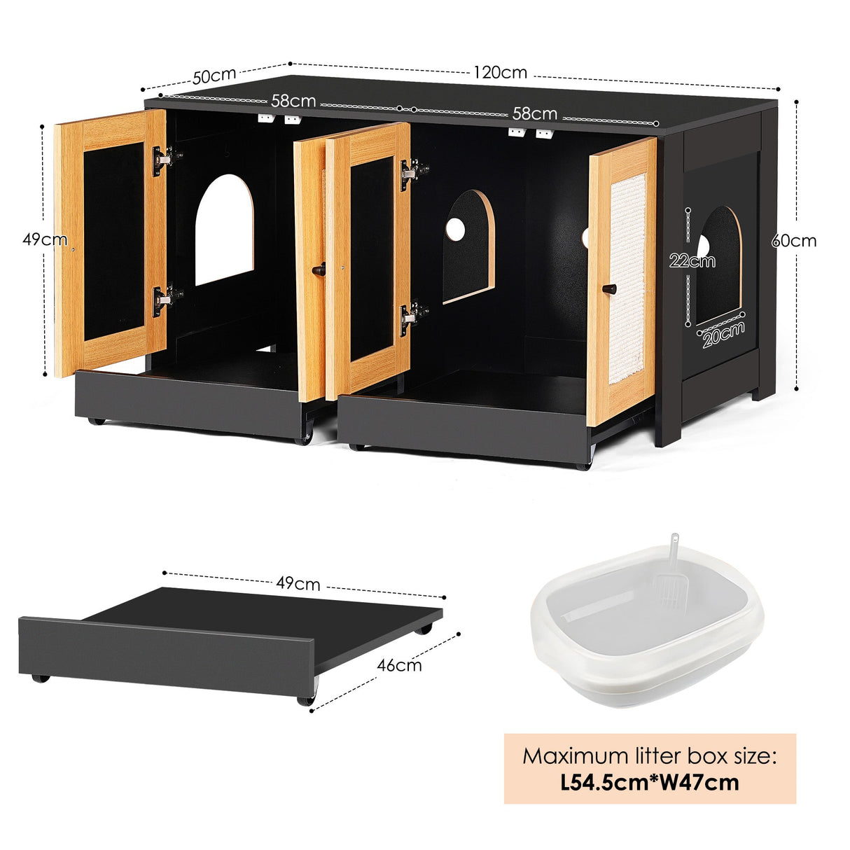 Double Litter Box Enclosure for Cats