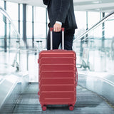 Set of 3 ABS Spinner Wheel Luggage in Wine Red - 20", 24", and 28"