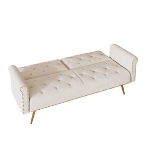 Luxurious Sofa Bed With Nail Head Trim And Matching Pillow