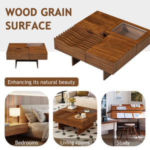 Unique Square Coffee Table With 3 Drawers
