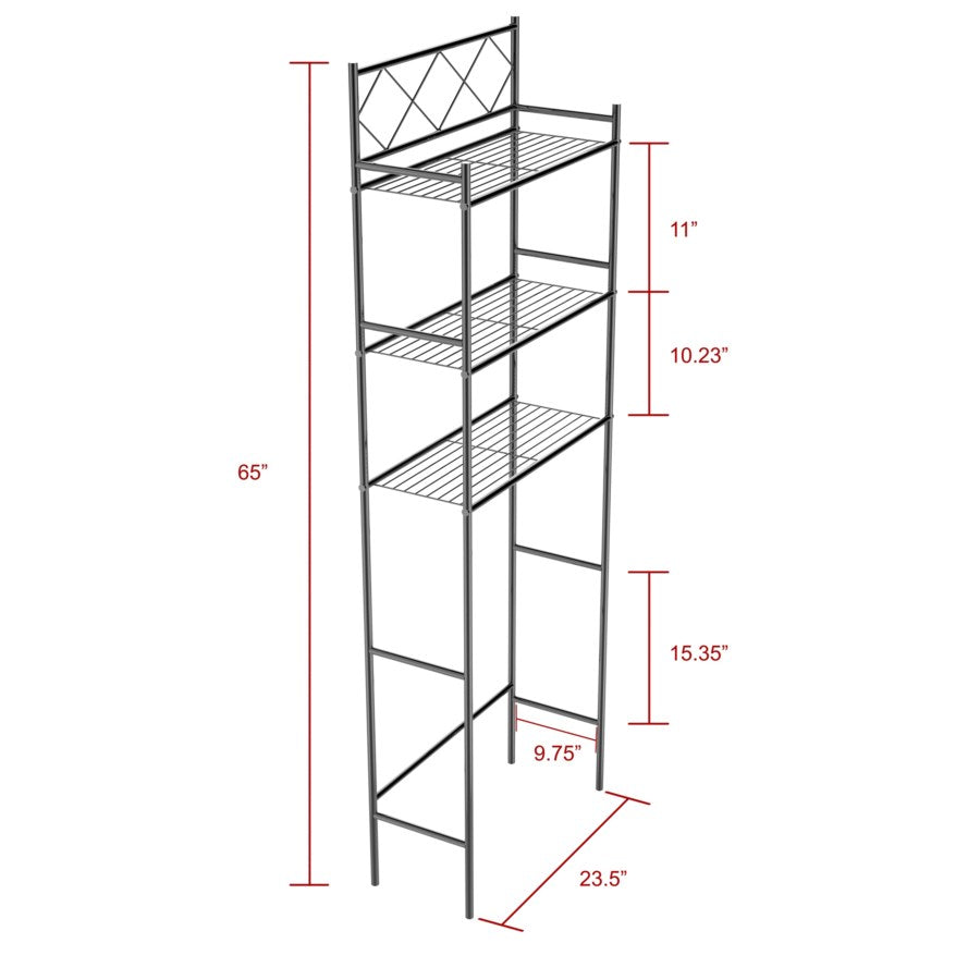 J&V Textiles 3-Shelf Metal Bathroom Organizer Over The Toilet