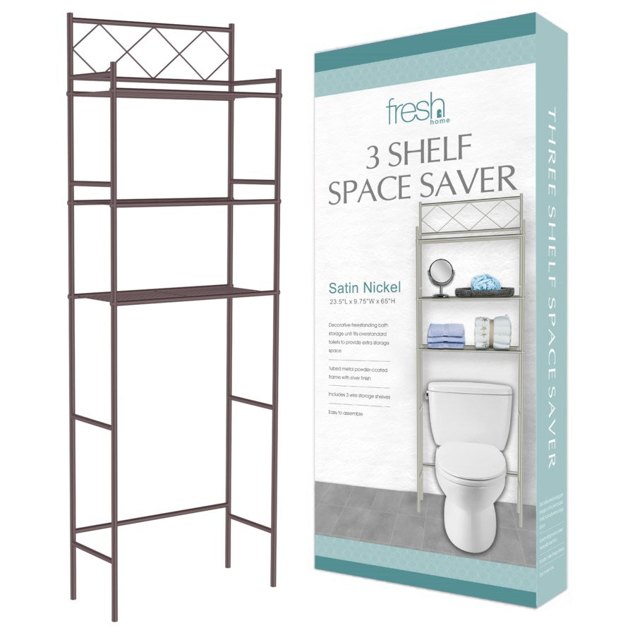 J&V Textiles 3-Shelf Metal Bathroom Organizer Over The Toilet
