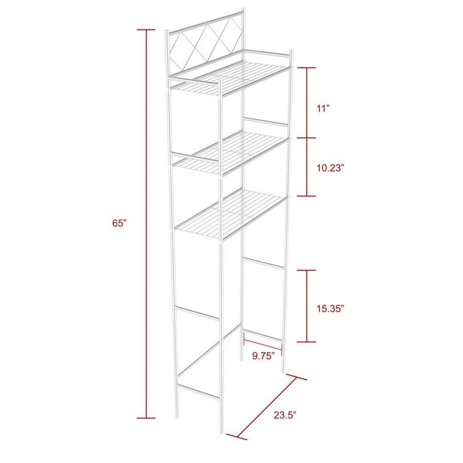 J&V Textiles 3-Shelf Metal Bathroom Organizer Over The Toilet