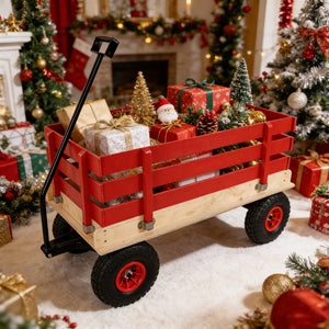 Children's and Garden Wooden Carriage with All-Terrain Inflatable Wheels
