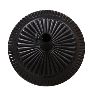 Black Rock Resin Outdoor Umbrella Base with Steel Support in Black Finish