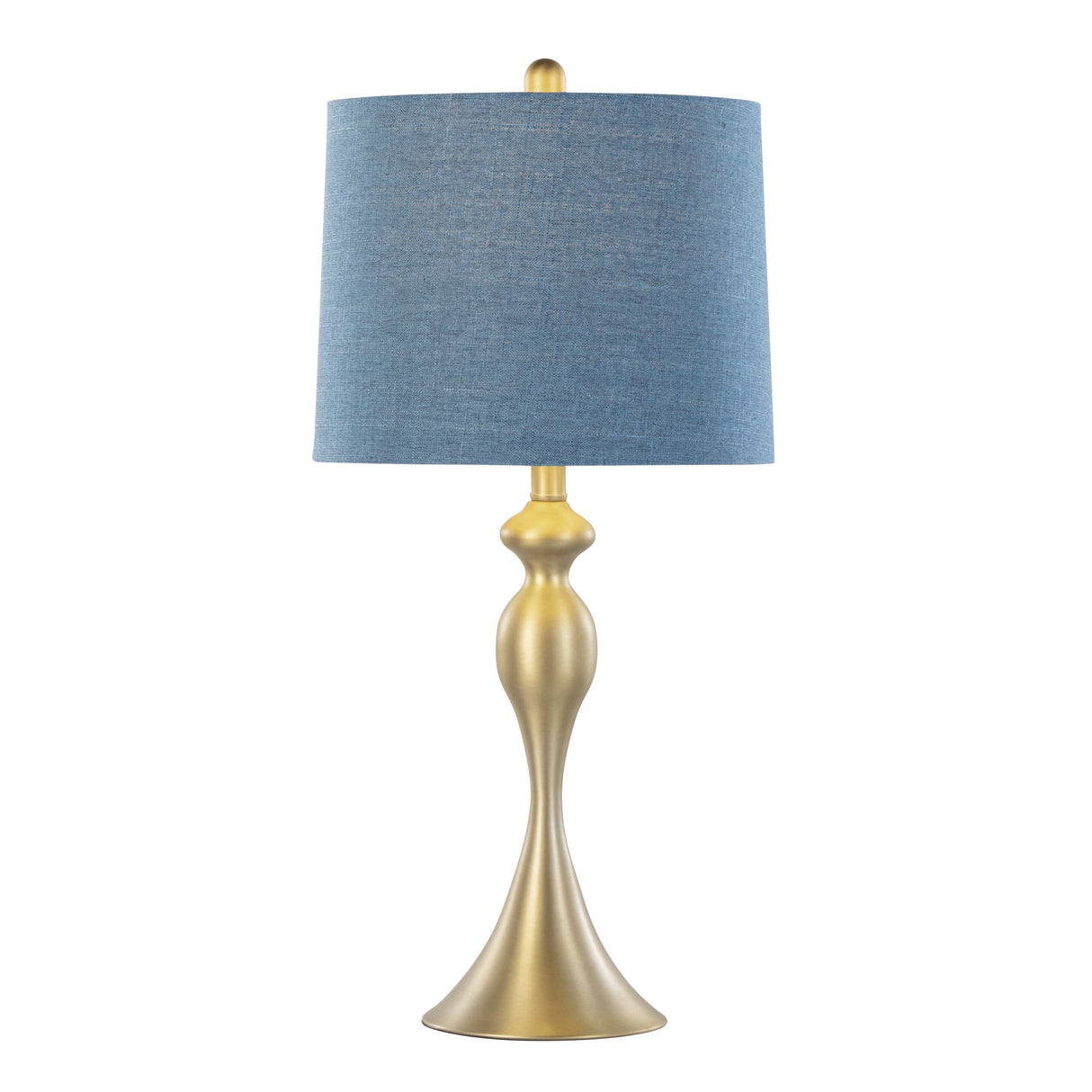 Ashland 27" Contemporary Metal Table Lamp Set in Gold with Linen Shades