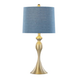 Ashland 27" Contemporary Metal Table Lamp Set in Gold with Linen Shades