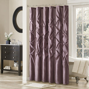 Tufted Semi-Sheer Shower Curtain with Textured Tufting - Soft Plum