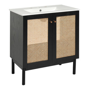 Bathroom Vanity With Soft Closing Mechanism - Black