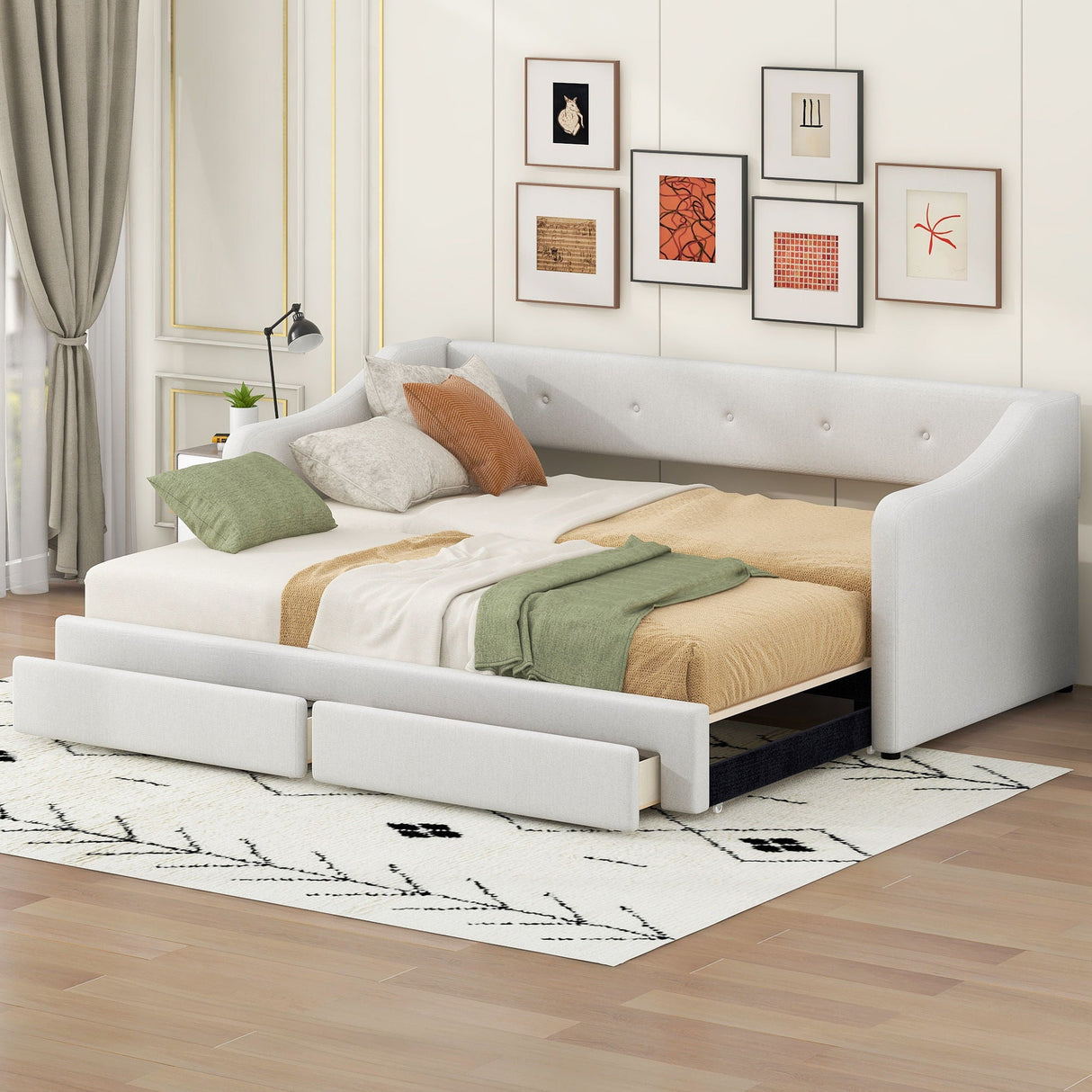 Upholstered Daybed With 2 Drawers