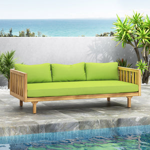 Claremont 3 Seater Daybed Teak Acacia Wood Water Resistant Cushions