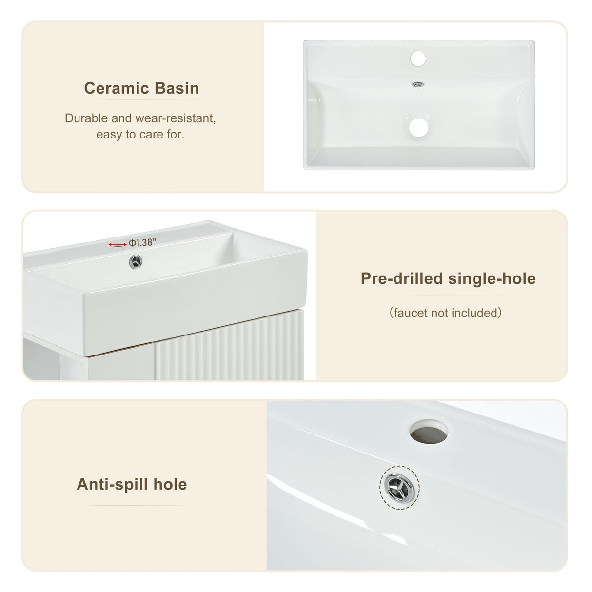 Bathroom Vanity, Combo Cabinet, Bathroom Storage Cabinet, Single Ceramic Sink