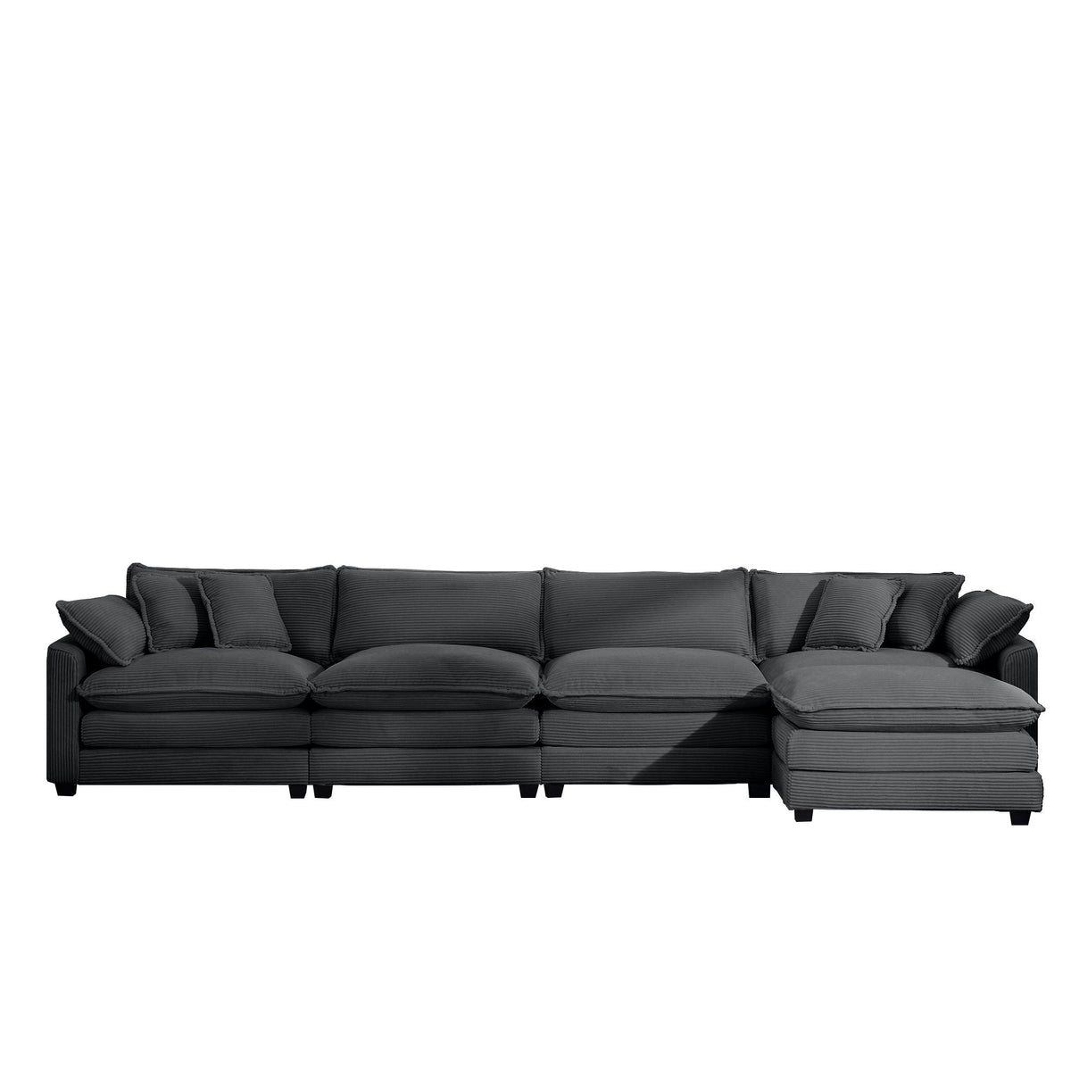 Modern Modular Cushion Sofa Set with Ottoman - Fabric, Multiple Colors