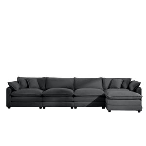Modern Modular Cushion Sofa Set with Ottoman - Fabric, Multiple Colors