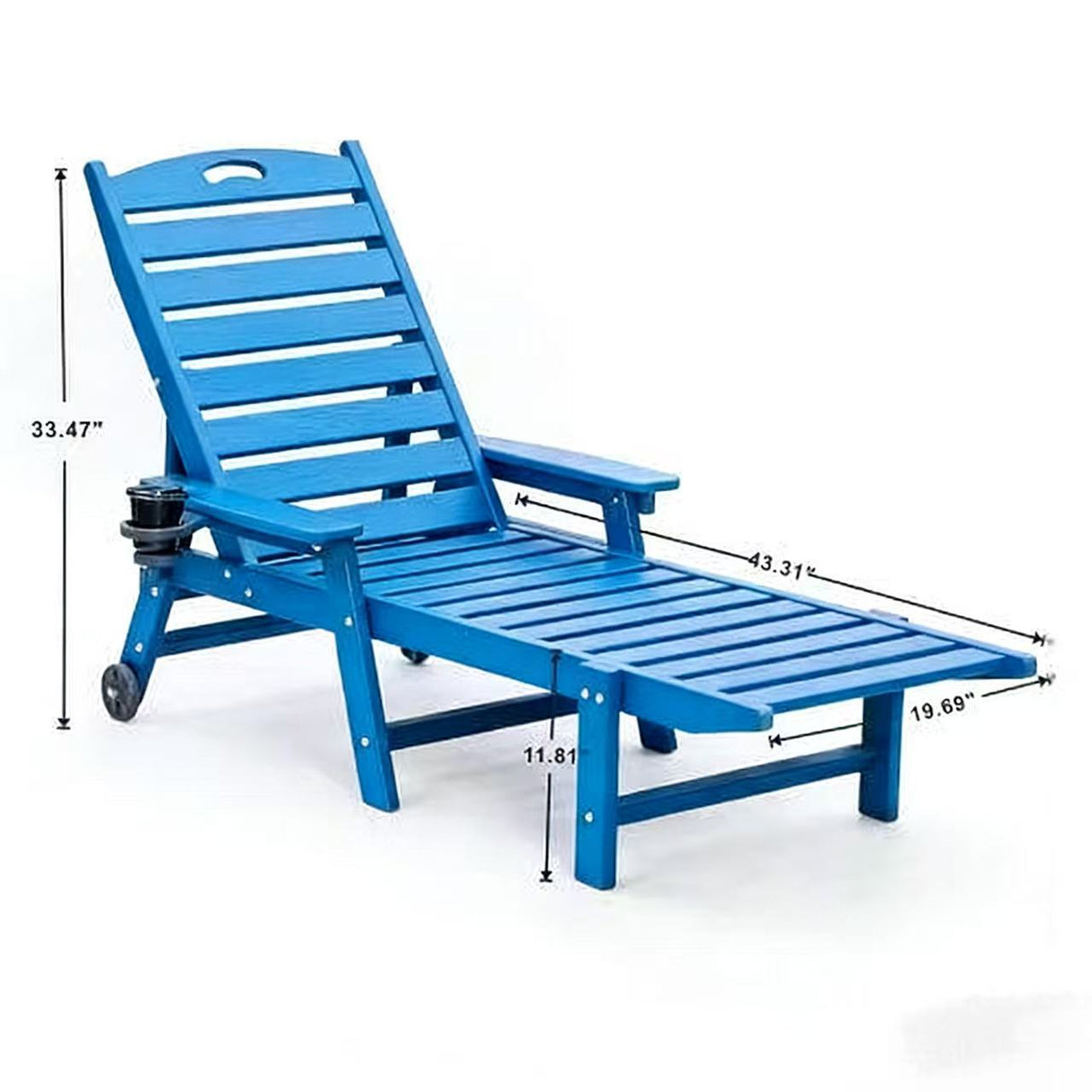 HDPE Chaise Lounge Chair Outdoor, Pool Lounge Chairs with 4-Position Adjustable Backrest, Supports Up to 360 LBS for Patio Poolside Deck Beach Backyard (blue)