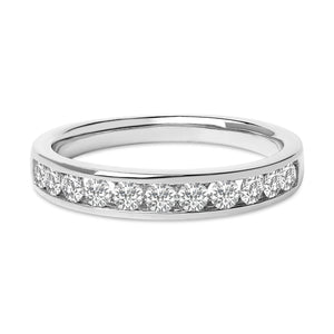 14K Yellow Gold 1/2 Cttw Round Diamond 11 Stone Channel Set Band