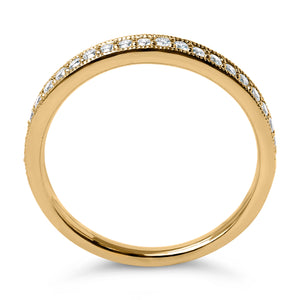 14K Yellow Gold 1/4 Cttw Round Diamond Milgrain Wedding Band (I-J Color, SI2-I1 Clarity) - Size 6.5