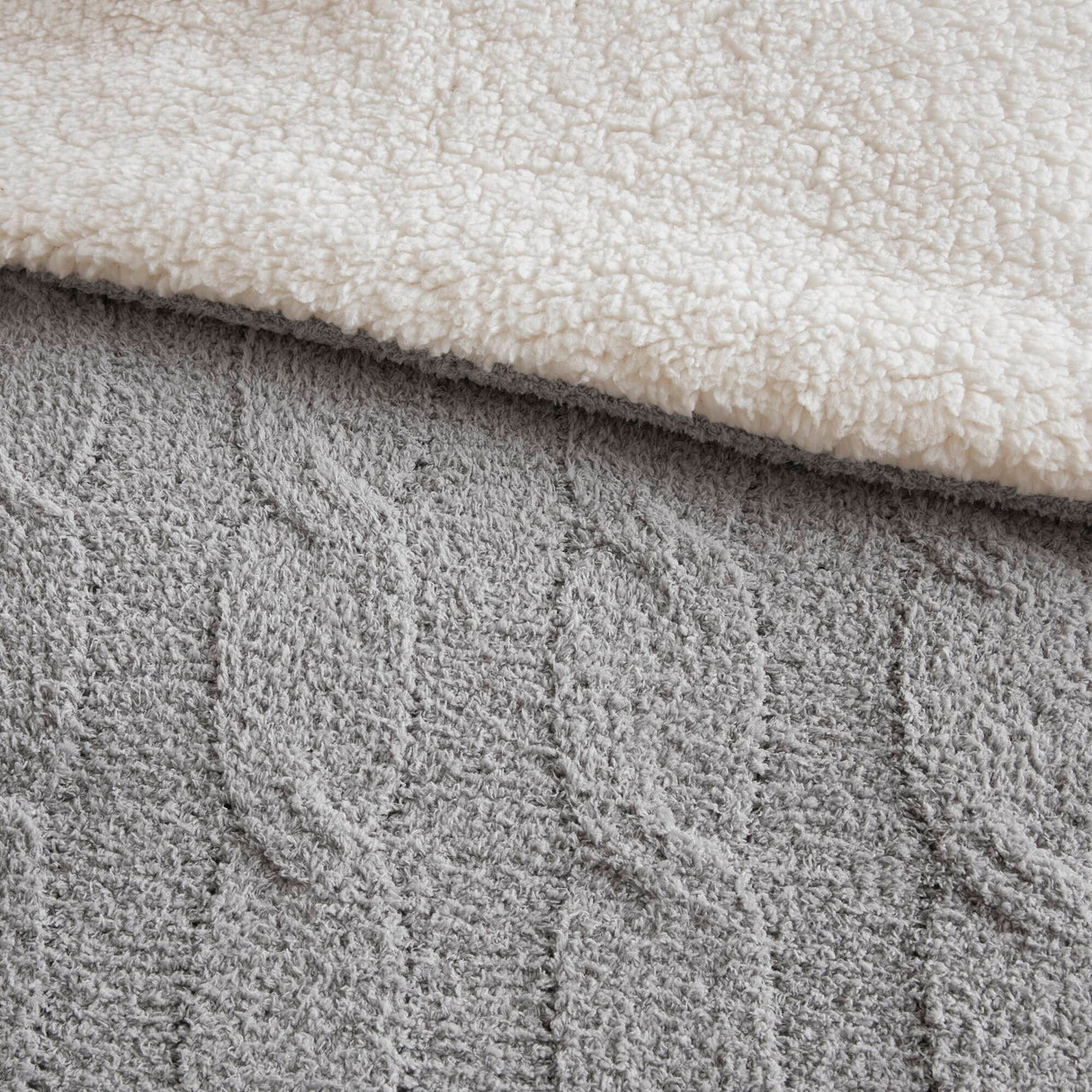 3 Pieces Full/Queen Cable Knit Chenille Comforter SetGray