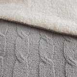 3 Pieces Full/Queen Cable Knit Chenille Comforter SetGray