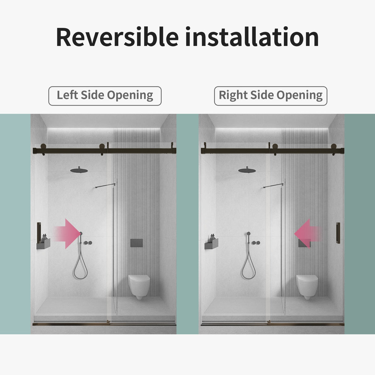56-60" W x 76" H Frameless Single Sliding Soft-Close Shower Door