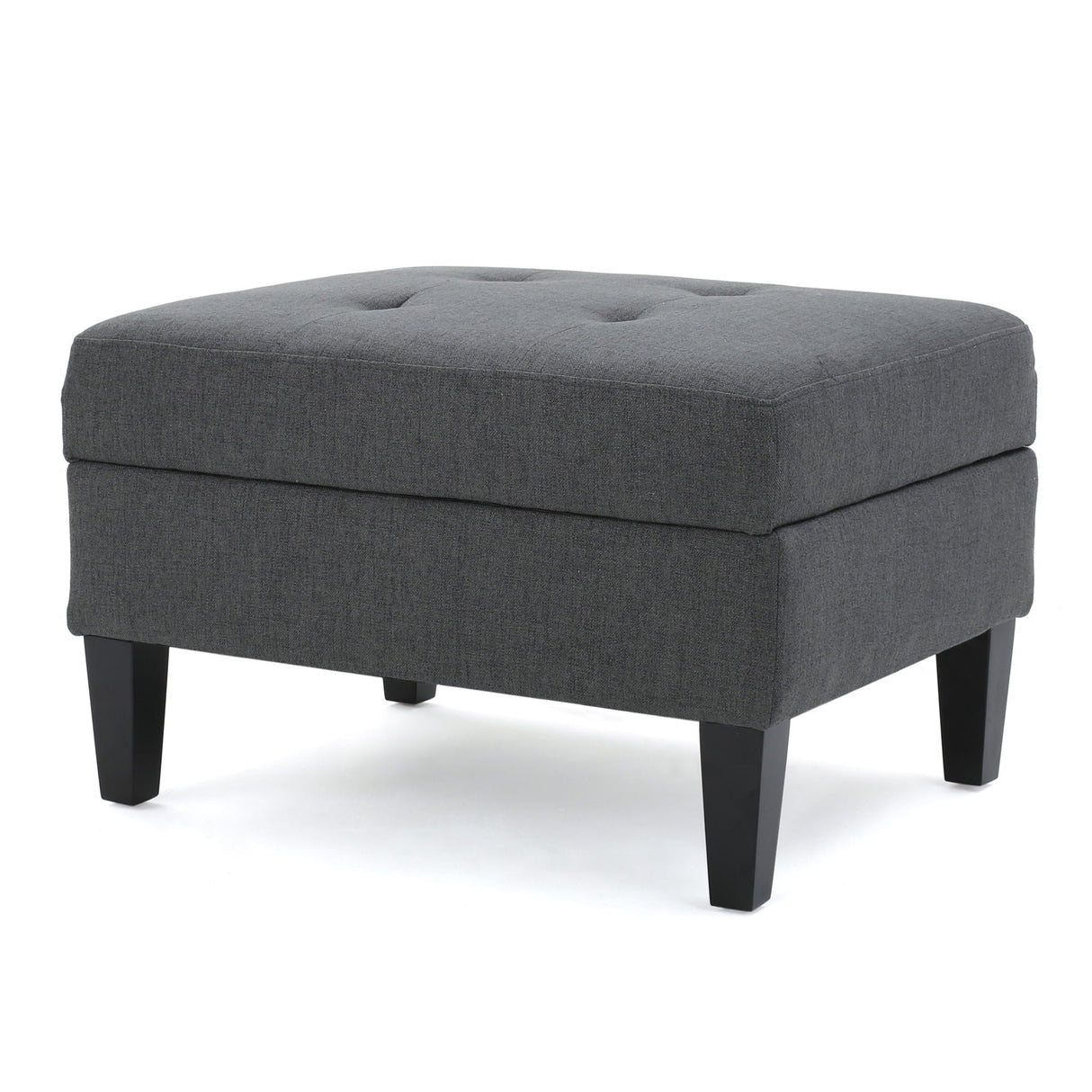 Storage Ottoman With Birch Wood Legs And Cushioned Top