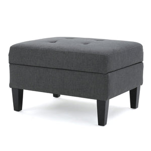 Storage Ottoman With Birch Wood Legs And Cushioned Top