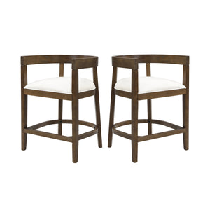 Modern Rubberwood Counter Stool Set with Upholstered Seats