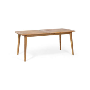 Placidity Outdoor Expandable Dining Table With Slatted Tabletop And Tapered Legs
