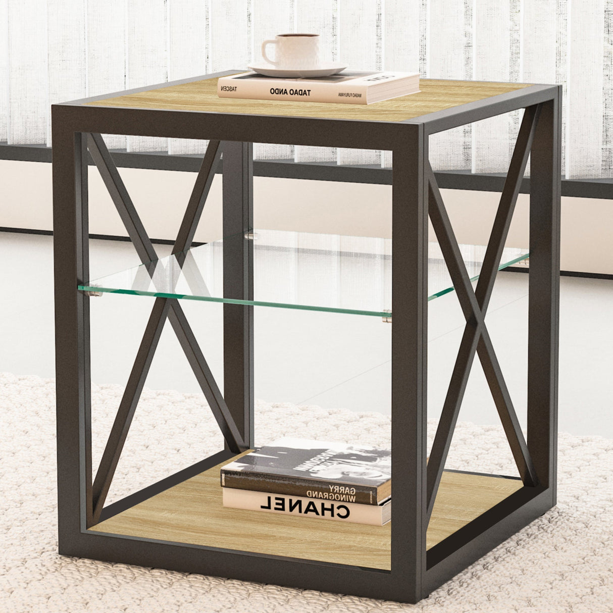 Set of 2 Modern End Table Nightstands