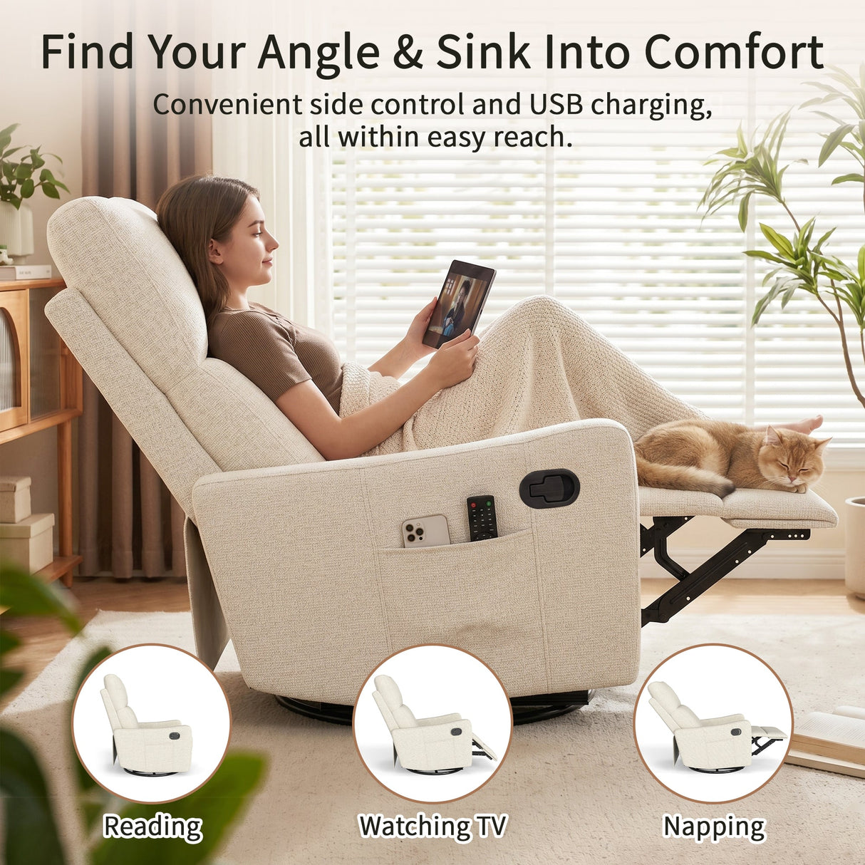 Manual Swivel Rocker Recliner Chair