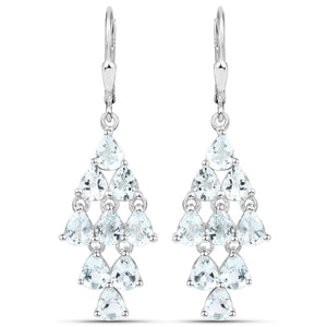 3.96 Carat Genuine Aquamarine .925 Sterling Silver Earrings