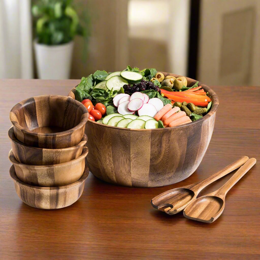 Extra Large Salad Bowl with Servers and Individuals 335C7