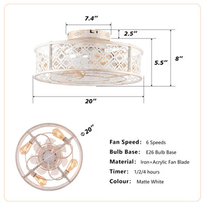 20" Flower Style Iron Ceiling Fan With Remote Control