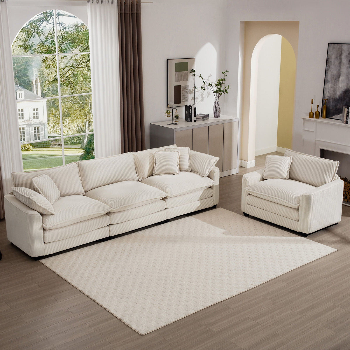 Elegant Oversized Sectional Sofa Set With Deep Seats And Flexible Layout