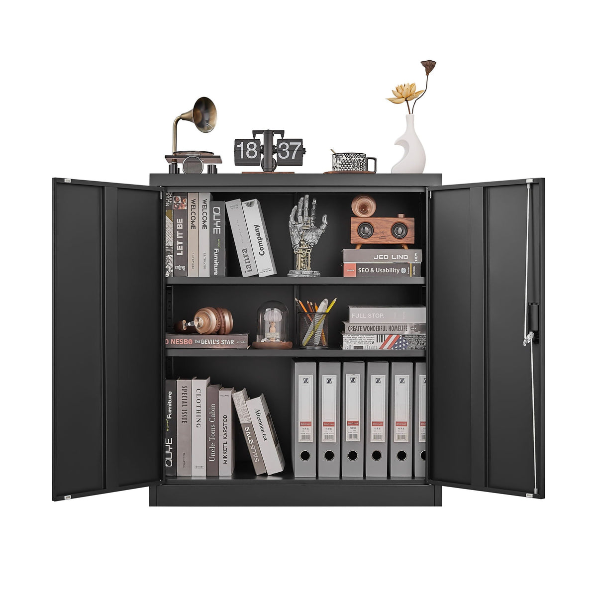 Metal Storage Cabinet With Locking Doors And Adjustable Shelf, Folding Filing Storage Cabinet, Folding Storage Locker Cabinet For Home Office, School, Garage