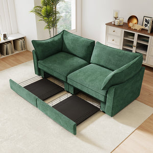 2 Seater Sofa With Pull Out Storage Drawers