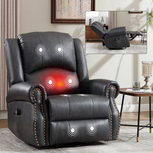 Heat Massage Manual Recliner Chair with Rocker and Swivel
