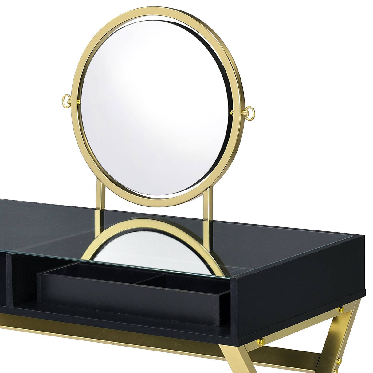 Black & Gold Finish Vanity Desk