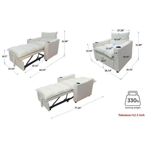 Sleeper Sofa Chair Bed - Convertible 3-in-1 Design