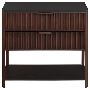 Tova - 2 Drawer Side Table With Shelf - Dark Brown