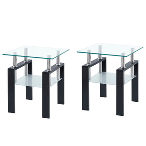 Luxury Modern Tempered Glass Coffee Table With 2 Layers
